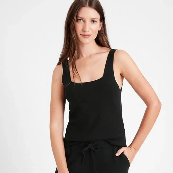 Banana Republic Square-Neck Sweater Tank, Color Black Size S - Picture 1 of 12